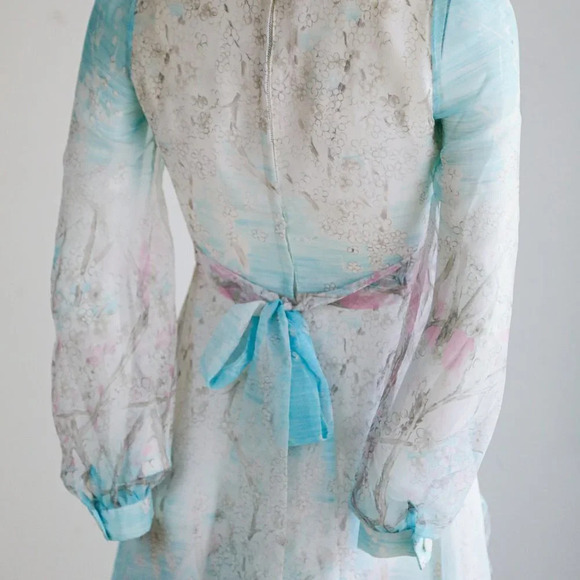 Cherry  Blossom Watercolour print Chiffon Dress - Picture 8 of 12